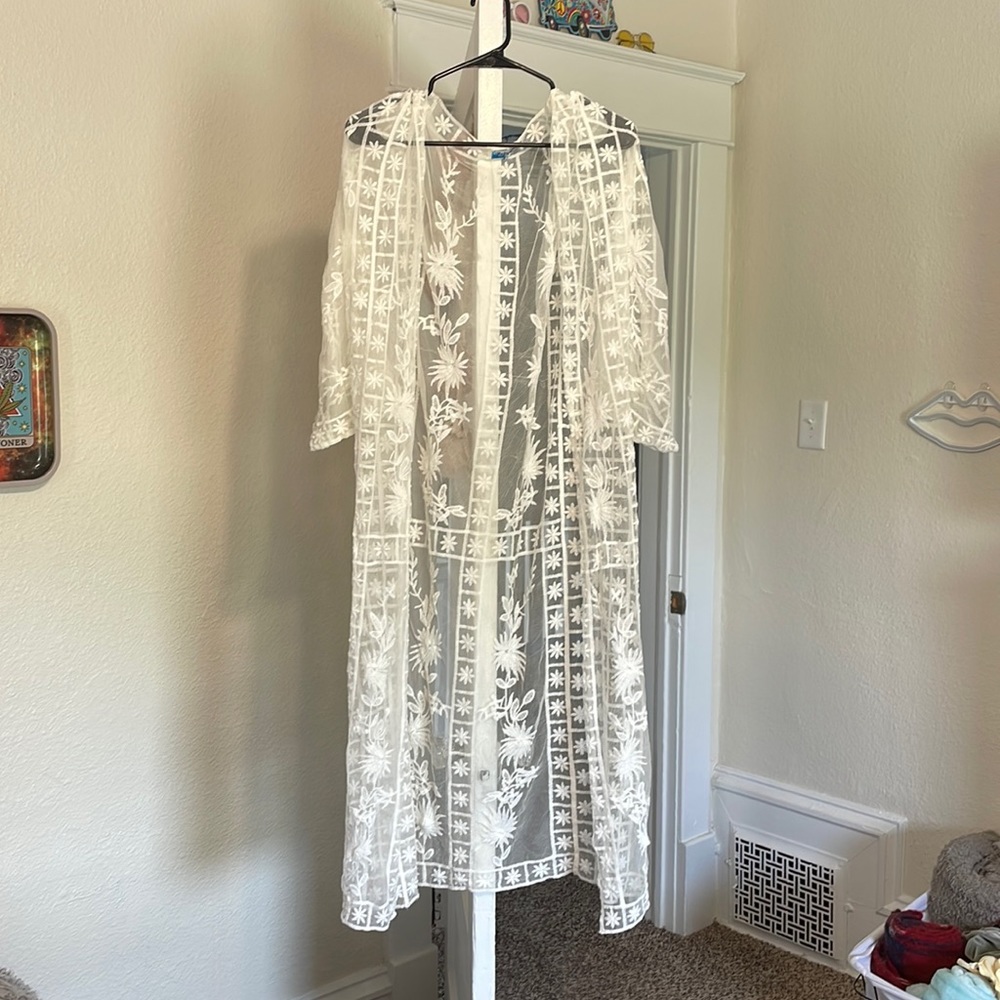 white lace cover up